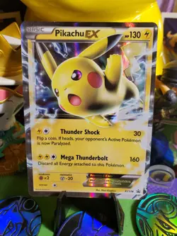 Pokemon TCG 2016 Holo Rare Pikachu EX XY174 Black Star Promo NM/M Pokemon Card - Image 1