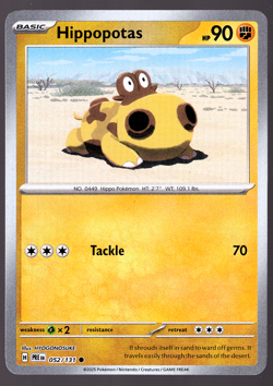 Hippopotas 052/131 Poke Ball Holo Prismatic Evolutions Pokemon TCG Card NM - Image 1