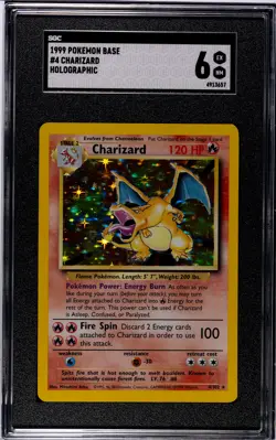Vintage 1999 Charizard Original Base Set Holo #4/102 Pokemon Card SGC 6 EX NM - Image 1