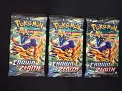 3x Crown Zenith Sword & Shield Pokemon TCG Booster Packs - Image 1