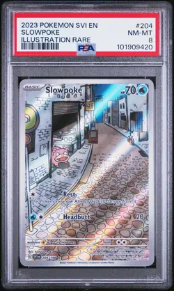 2023 POKEMON SVI EN-SCARLET & VIOLET ILLUSTRATION RARE #204 SLOWPOKE PSA 8 - Image 1
