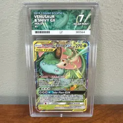 Pokemon TCG Venusaur & Snivy Tag Team GX Cosmic Eclipse 1/236 Ace Graded 7 - Image 1