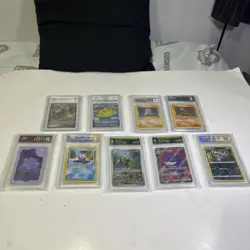 Graded Pokemon Cards Lot Of 9 1st Edition Vintage Modern Rare - Image 1