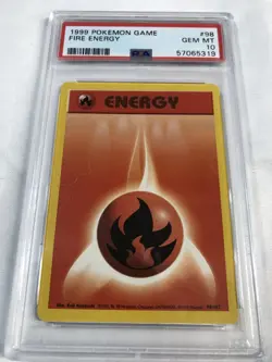 1999 POKEMON #98 FIRE ENERGY BASE SET UNLIMITED GEM MINT PSA 10 - Image 1