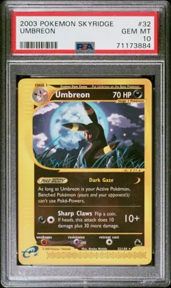 2003 POKEMON SKYRIDGE #32 UMBREON NON HOLO PSA 10 - Image 1