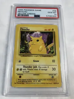 1999 POKEMON #58 PIKACHU YELLOW CHEEKS PSA 10 GEM MINT BASE SET UNLIMITED - Image 1