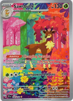 Sawsbuck Illustration Rare 166/162 Pokemon Temporal Forces Full Art Near Mint - Image 1