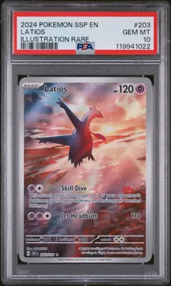 2024 Pokemon SSP EN-Surging Sparks Latios #203/191 Illustration Rare PSA 10 - Image 1