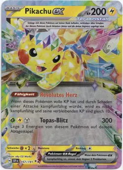 Pokemon Pikachu ex Double Rare Sturmische Funken SSP 057/191 Near Mint Deutsch - Image 1