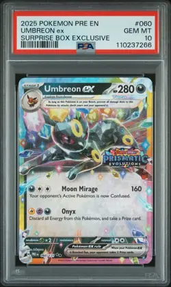 2025 Pokemon Prismatic Evolutions Umbreon ex Suprise Box #060/131 PSA 10 - Image 1