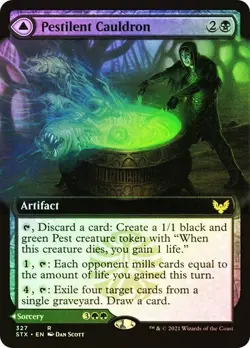 MTG -Pestilent Cauldron / Restorative Burst - Extended Art Foil - Strixhaven - Image 1