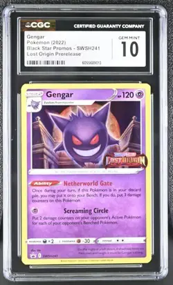 Pokemon Loston Origin Prerelease Gengar SWSH241 Holo CGC Gem Mint 10 - Image 1