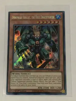 YuGiOh Dinomight Knight, the True Dracofighter BLMM-EN126 SR Monster Mayhem - Image 1