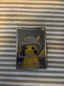 Pikachu grey felt hat 85 black star promo Van Gogh Promotional Card Sealed mint - Image 1