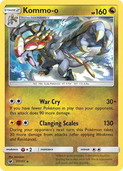 Kommo-o 77/111 Rare | Crimson Invasion | Pokemon Card - Image 1
