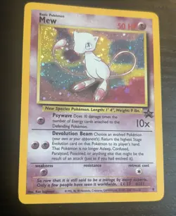 MEW Pokemon Card - WOTC Promo - Black Star - #9 - HOLO - LP/MP w/ swirl - Image 1