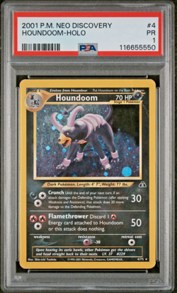 PSA 1 2001 Neo Discovery Houndoom 4/75 Holo Foil Pokemon WOTC - Image 1