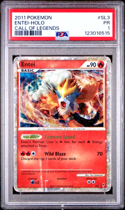 PSA 1 PR 2011 Pokemon Call of Legends SHINY Entei Holo Foil Rare SL3 - Image 1