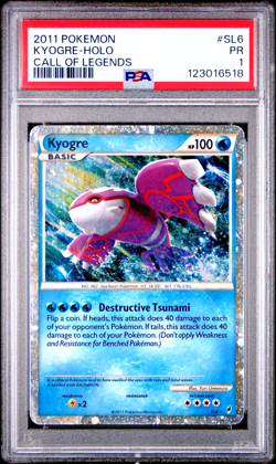 PSA 1 PR 2011 Pokemon Call of Legends SHINY Kyogre Holo Foil Rare SL6 - Image 1