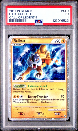 PSA 1 PR 2011 Pokemon Call of Legends SHINY Raikou Holo Foil Rare SL9 - Image 1