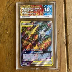 Pokemon TCG Hidden Fates Moltres, Zapdos, Articuno GX SM210 Promo Ace 10 - Image 1