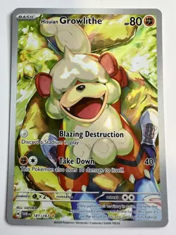 Pokemon TCG Hisuian Growlithe Card 181/167 NM Condition - Image 1