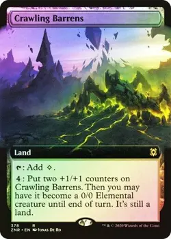 MTG - Crawling Barrens - Extended Art - Foil - ZNR - Magic the Gathering - Image 1
