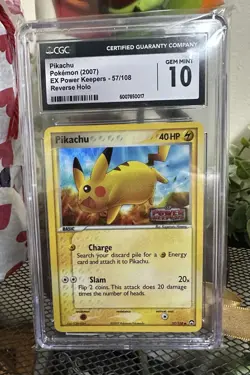 2007 Pokemon Pikachu Ex Power Keeper Reverse Holo CGC 10 Low Pop - Image 1