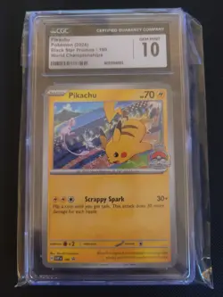 Pokemon Card TCG Pikachu SVP 190 World Championships Black Star Promo CGC 10 - Image 1