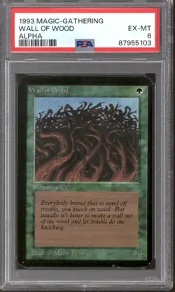 Magic MTG Alpha Wall of Wood PSA 6 LIGHTLY PLAYED LP - Image 1