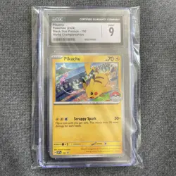2024 Pokemon World Championships Pikachu Black Star Promo #190 CGC 9 - Image 1