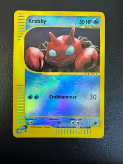 Pokemon Card - Krabby 115/165 Reverse Holo Expedition Set WOTC - Excellent - Image 1