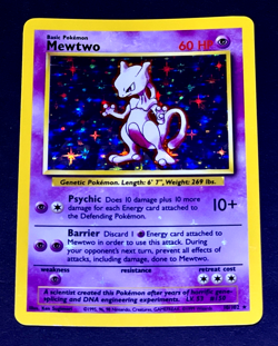 1999 Pokemon MEWTWO Base Set HOLO BLEED Misprint ERROR Card 10/102 Rare WotC NM+ - Image 1