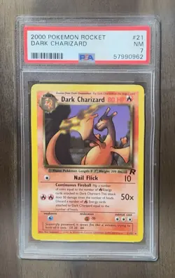 2000 Pokemon Team Rocket Dark Charizard #21 PSA 7 Non Holo NM - Image 1