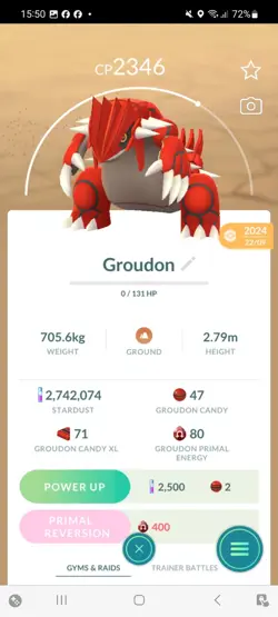 Pokemon Go Legendary Groudon ( Normal ) - Image 1