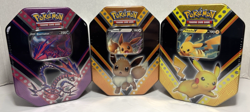 Pokemon- V Power Tins Pikachu, Eevee, & Eternatus (Lot of 3) - 2020 Sealed - Image 1