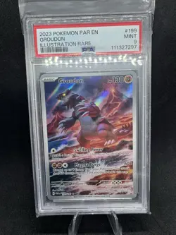 2023 POKEMON PAR EN-PARADOX RIFT 199 GROUDON ILLUSTRATION RARE PSA 9 - Image 1