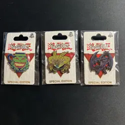 Yugioh Pin Club Lot x3 Sealed Pot of Greed, Exodia, Red Eyes - Image 1