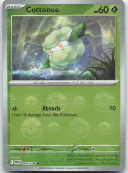 Cottonee 004/086 Poke Ball Holo Black Bolt BLK English Pokemon Card NM - Image 1