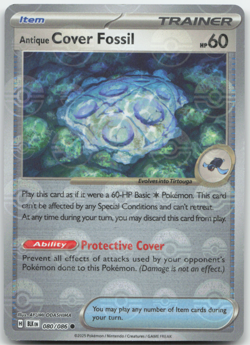 Antique Cover Fossil 080/086 Poke Ball Holo Black Bolt English Pokemon Card NM - Image 1