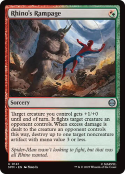 MTG magic 1x Rhino's Rampage FOIL (M/NM) Marvel's Spider-Man - Image 1