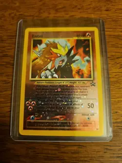 1995-2001 Pokemon Entei 34 Black Star Promo Reverse HOLO Card played - Image 1
