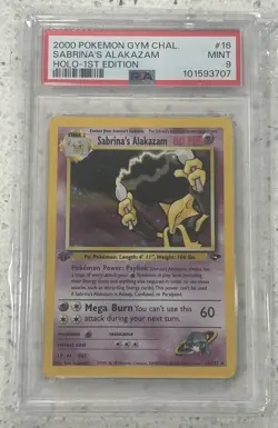Pokemon 2000 Sabrina's Alakazam 1st Edition Holo Gym Challenge PSA 9 MINT #16 - Image 1
