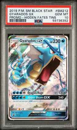 2019 POKEMON SM BLACK STAR PROMO HIDDEN FATES TINS #SM212 GYARADOS GX PSA 10 - Image 1