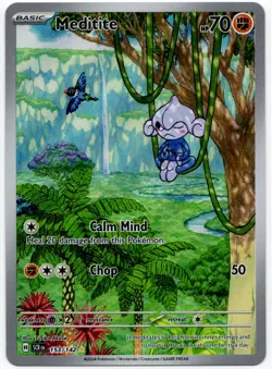 Pokemon - Stellar Crown Illustration Rare SV07 Meditite 153/142 NM - Image 1