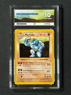 ACE 10 Machoke 34/102 Shadowless Pokemon Card Base Set WOTC Uncommon GEM MINT - Image 1
