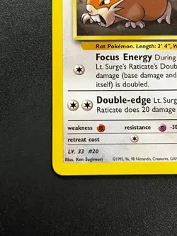 Lt. Surge's Raticate 53/132 - Gym Challenge Vintage WOTC Pokemon TCG Card LP - Image 2