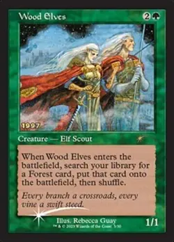 MTG 30TH ANNIVERSARY CELEBRATION WOOD ELVES 1997 FOIL PROMO NM - Image 1