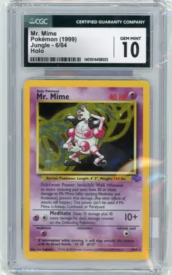 1999 Pokemon Jungle Mr. Mime #6 Holo Gem Mint Cgc 10 - Image 1
