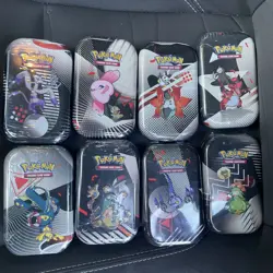 Pokemon TCG SV10.5 Black Bolt & White Flare Unova Mini Tin Display Sealed 8 TINS - Image 1